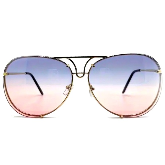 Miz Le Porsche Oversized Aviator Sunnies Clear Peach or Blue Tinted Sunglasses - Picture 12 of 16